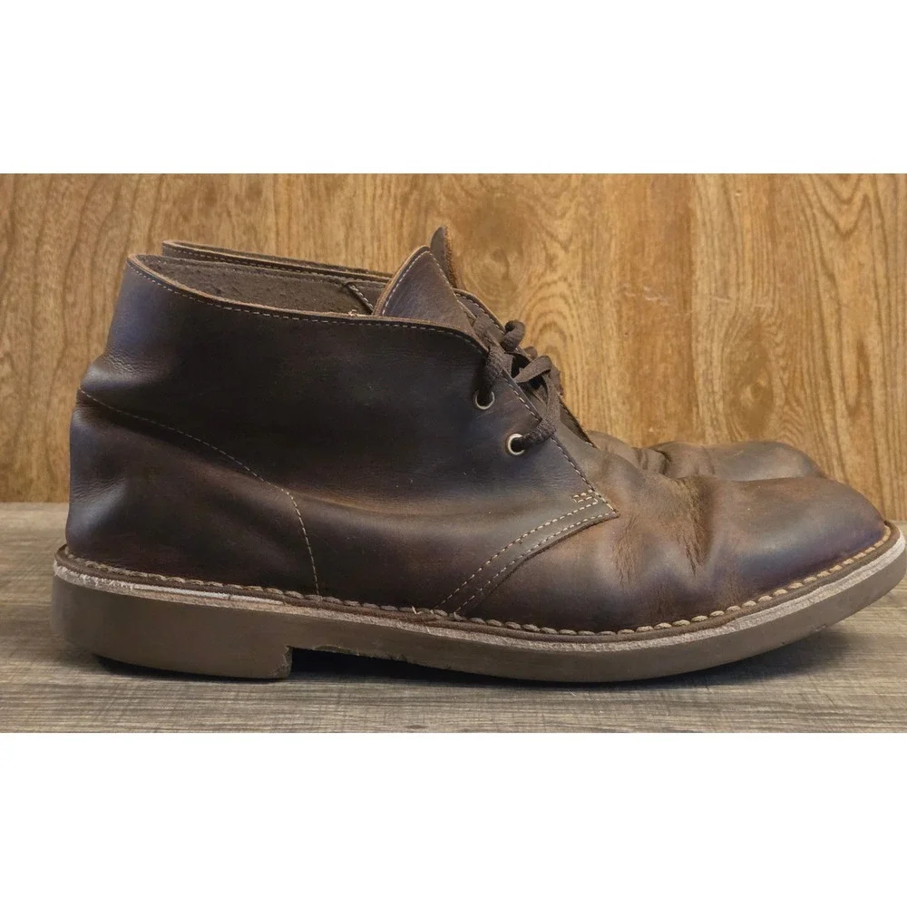 Clarks Bushacre Chukka Desert Leather‎ Lace Up Boots Mens Size 10.5 Brown